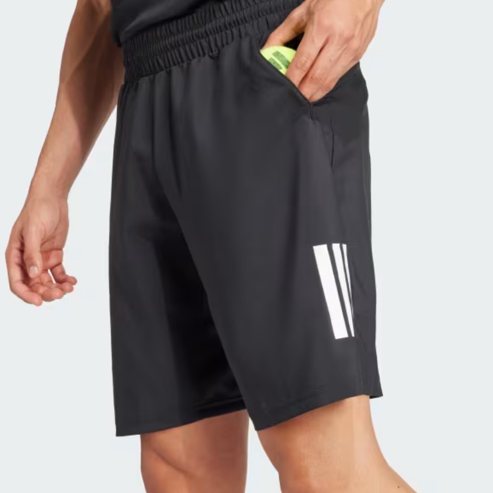 adidas Men’s Black Athletic Shorts with White 3-Stripes 7”